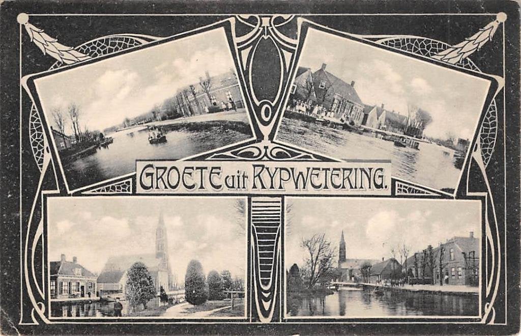 Groete uit Rijpwetering 4-luik Art Nouveau Kaag en Braassem, Ophalen of Verzenden, Voor 1920, Gelopen, Zuid-Holland