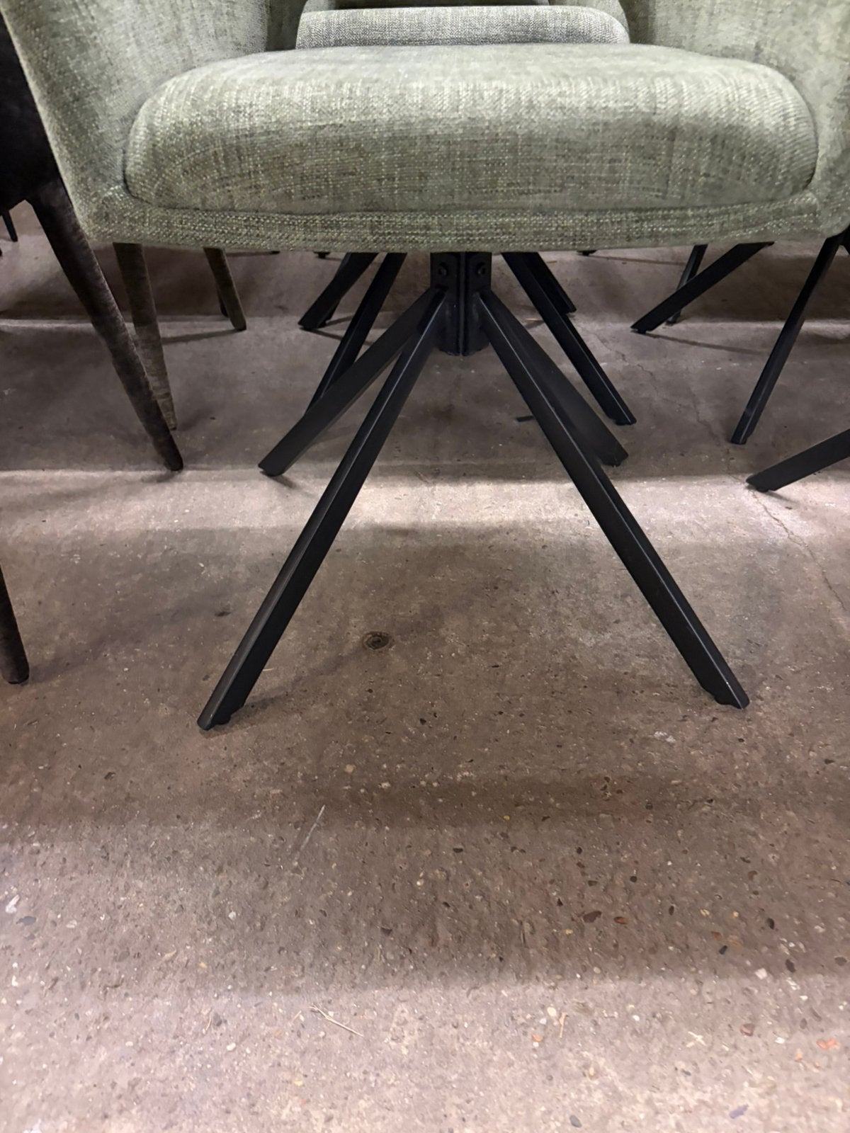 4 groene stoffen draai eetkamerstoelen- Nieuw!, Ophalen, ., ., Eén