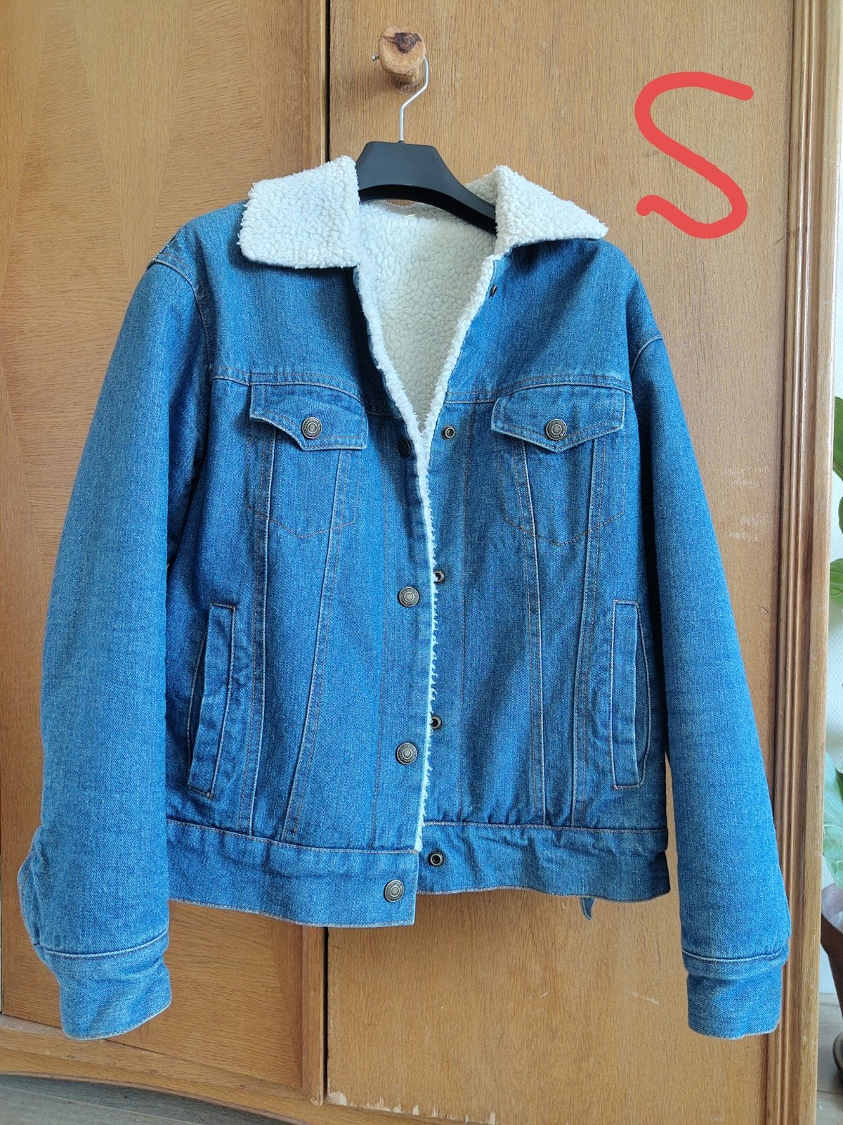 Spijkerjas met teddy voering - Maat S, Blauw, Ophalen of Verzenden, Zo goed als nieuw, Vintage