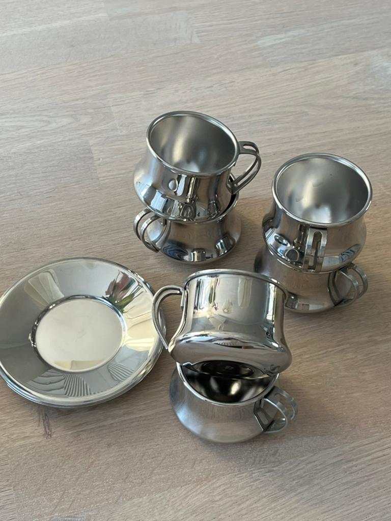 Inox espresso / koffie kopjes set, Ophalen of Verzenden