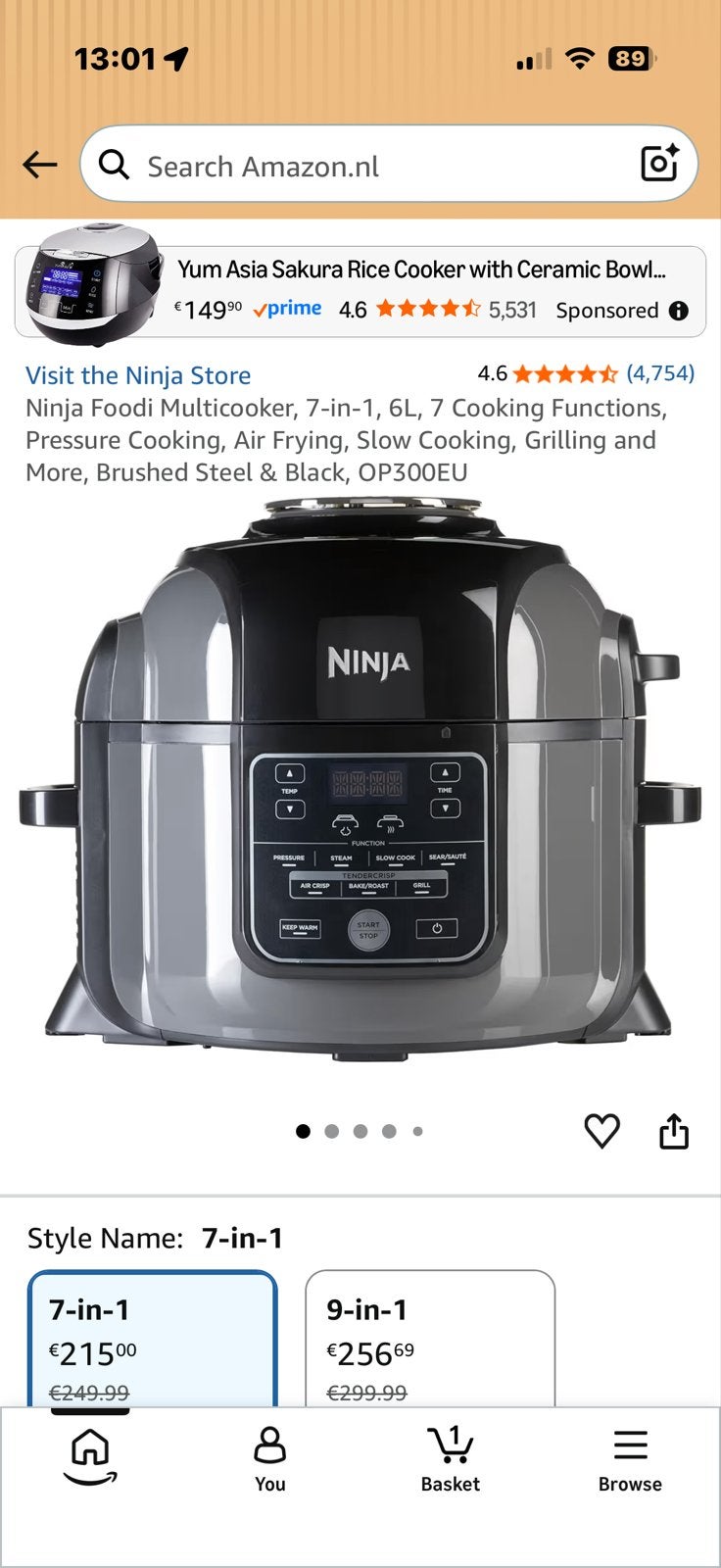 Ninja Foodi Multicooker 7-in-1, 6L (OP300EU), Witgoed en Apparatuur, 4 liter of meer, Ophalen of Verzenden, Gebruikt