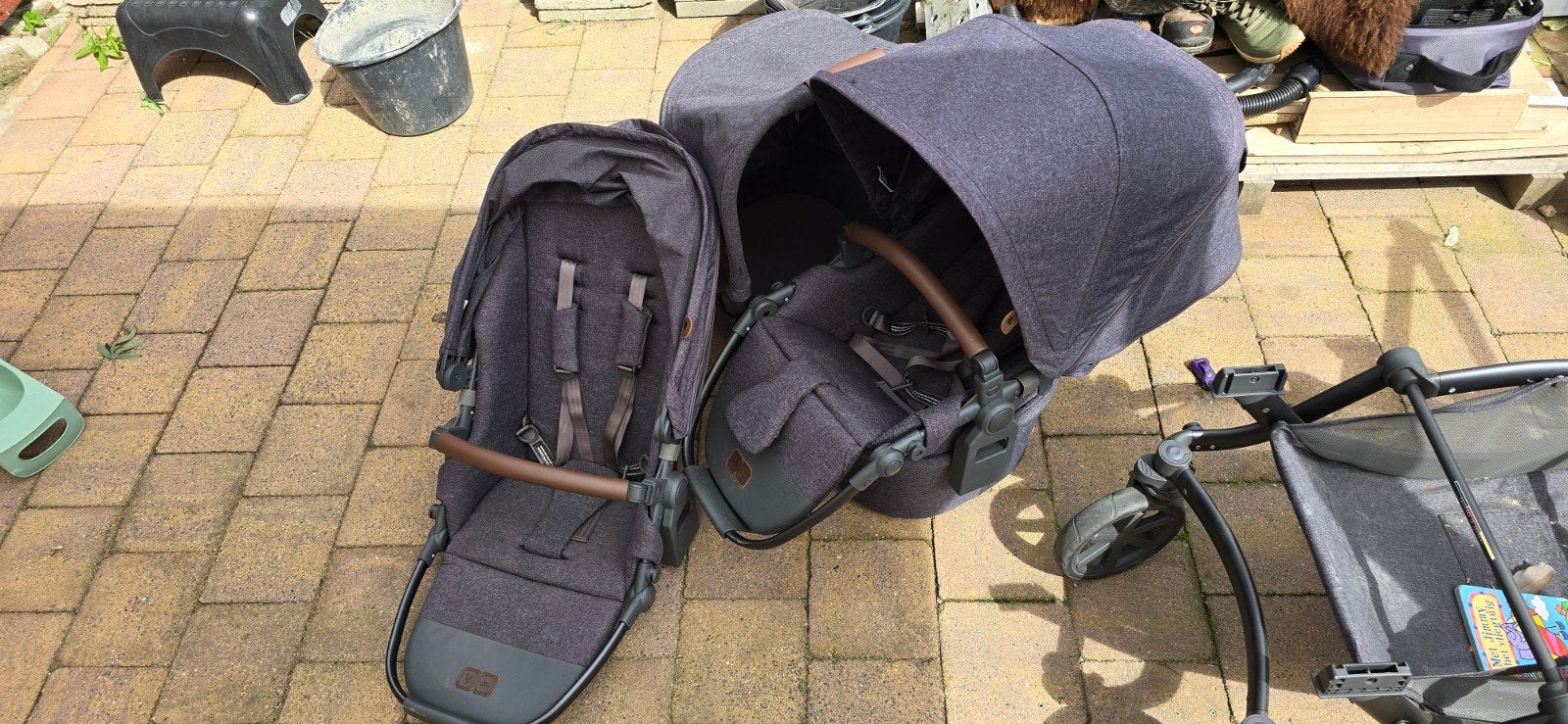 ABC Design Zoom Duowagen met reiswieg, 2 zitjes en regenkap, Kinderen en Baby's, Ophalen, Zo goed als nieuw, Overige merken, Verstelbare duwstang