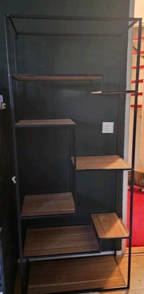 Industriële kast ijzer met hout, Huis en Inrichting, Kasten | Boekenkasten, Ophalen, Met plank(en), 50 tot 100 cm, Zo goed als nieuw