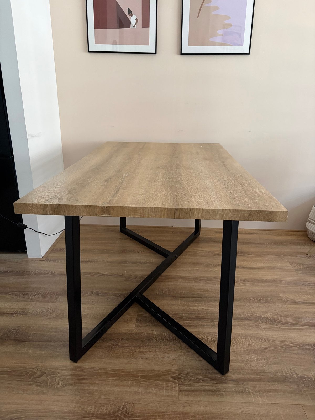 Eettafel met stalen poten, Huis en Inrichting, Tafels | Eettafels, Ophalen, Gebruikt, 50 tot 100 cm, 150 tot 200 cm