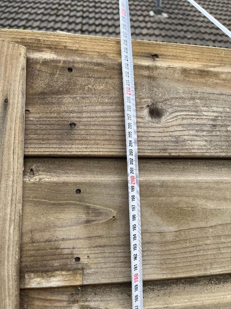 houten paneel 2 stuks 1.90 - 1.98 geimpregneerd hout paneel, Ophalen, Gebruikt, Hout, 20 tot 50 mm