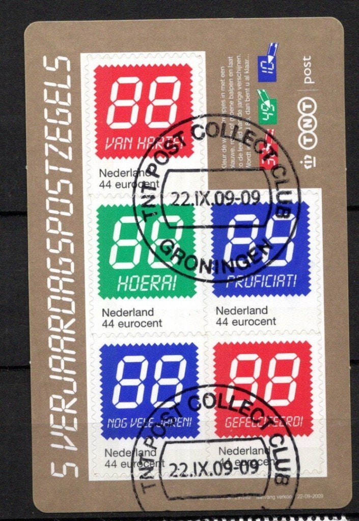 gestempelde zegel. Jaar 2009: klein formaat op kaartje, Ophalen of Verzenden, Na 1940, Gestempeld