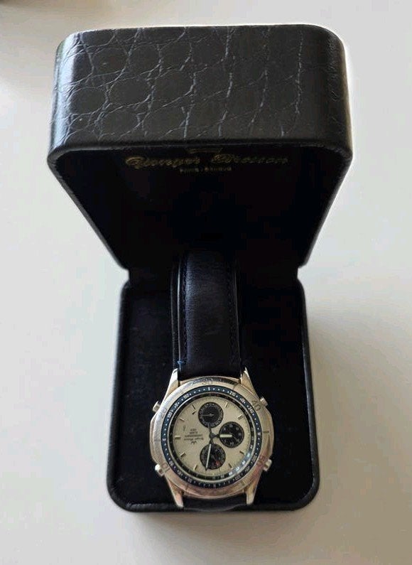 Yonger Bresson Chronograph Cariber 6W50 Polshorloge, Ophalen of Verzenden, Leer, Overige merken