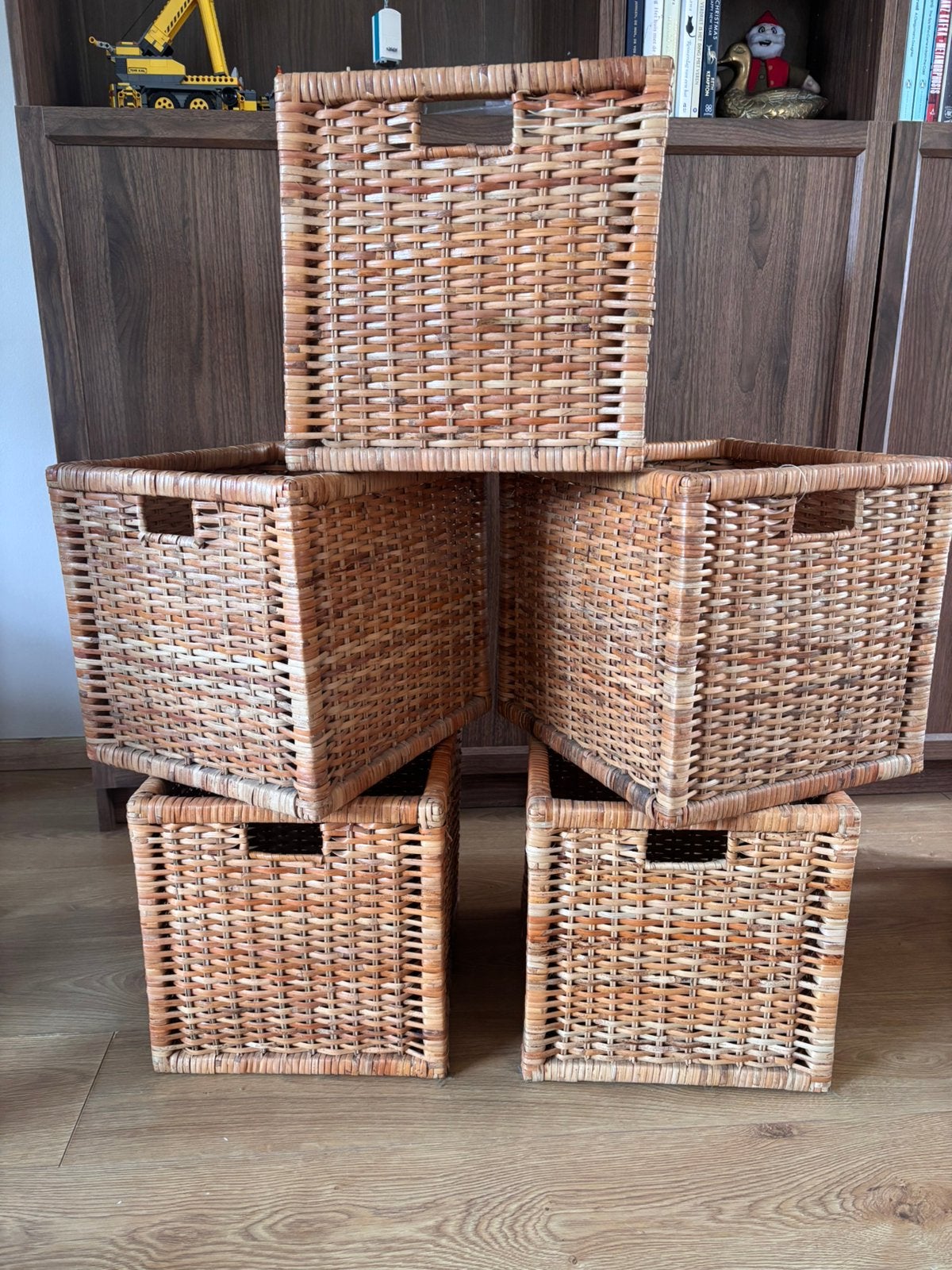 Rotan manden - passen in Ikea Kallax kasten, Huis en Inrichting, Ophalen, Gevlochten, Mand, Zo goed als nieuw