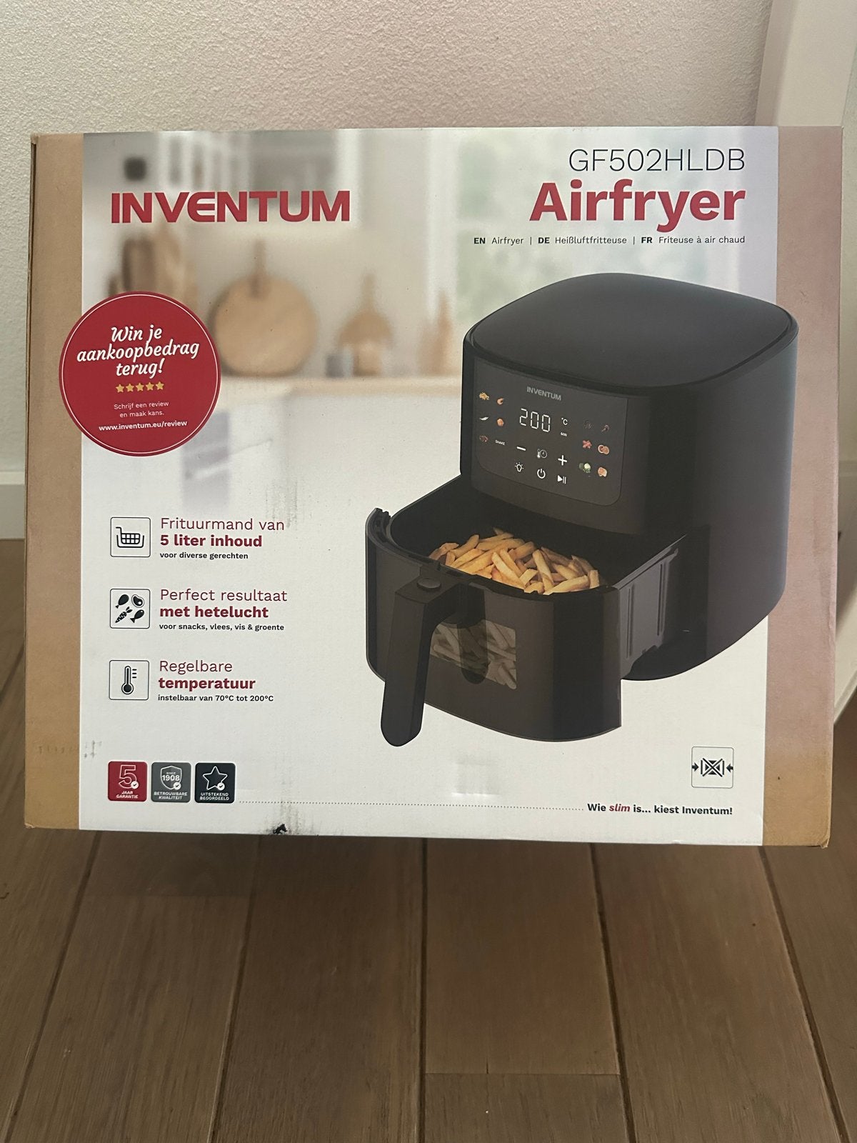 Inventum GF502HLDB Airfryer - 5L inhoud, hetelucht, 4 liter of meer, Ophalen of Verzenden, Nieuw