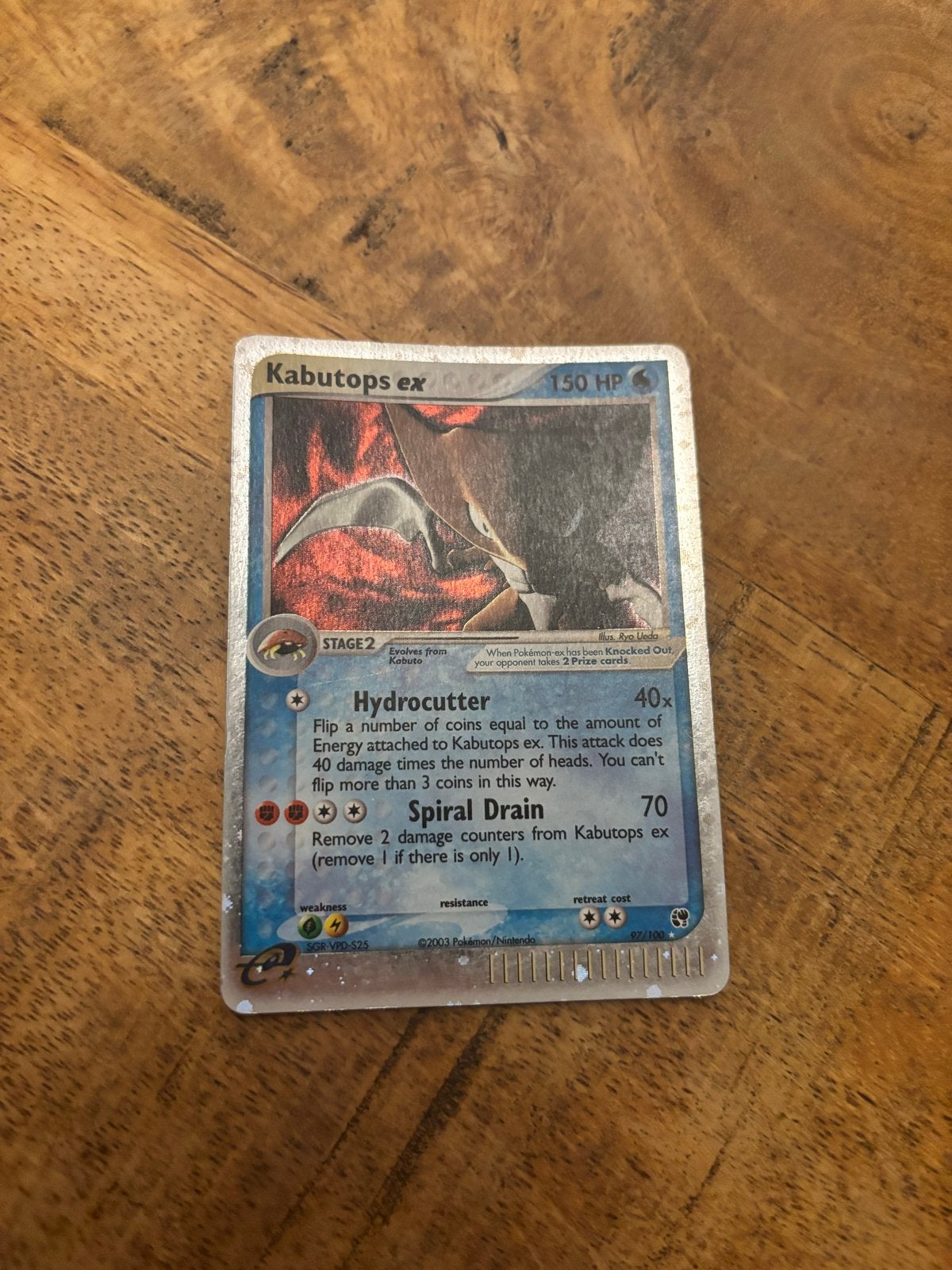 Kabutops ex Pokémon kaart (2003), Hobby en Vrije tijd, Ophalen of Verzenden, Gebruikt, Losse kaart, Foil