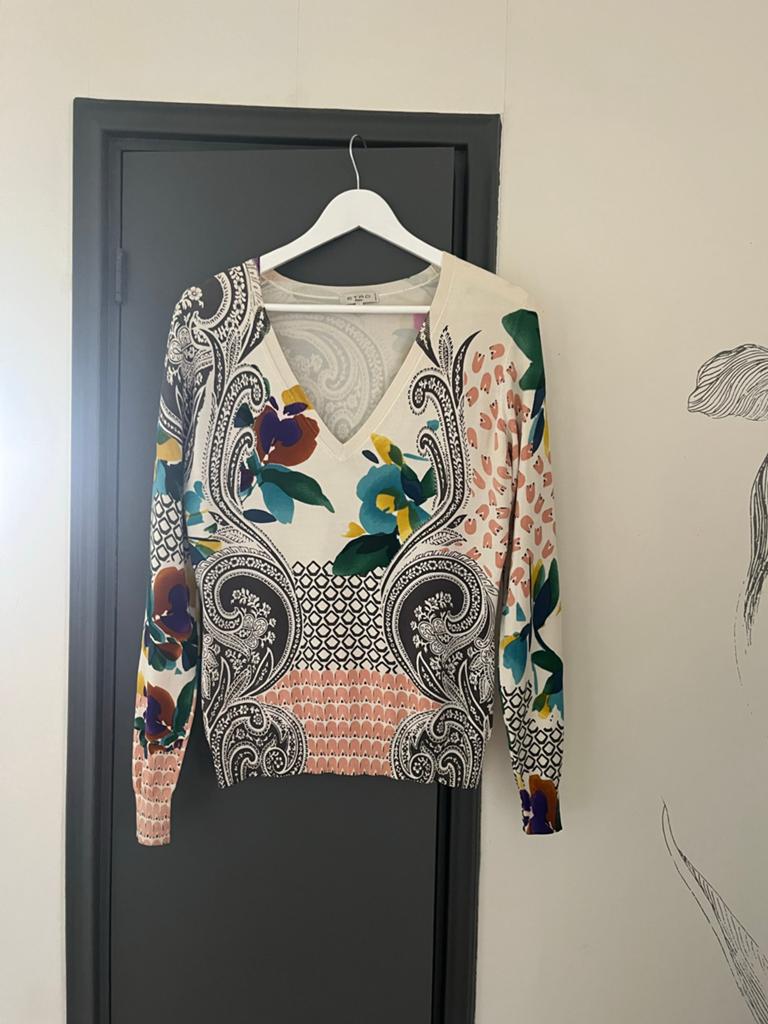 Etro zijden trui met elasthan - Prachtig design en kleuren, Ophalen of Verzenden, Zo goed als nieuw, Maat 38/40 (M), Overige kleuren