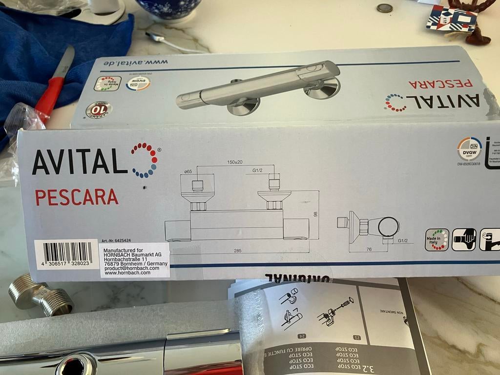 AVITAL Pescara Thermostatische Douchekraan, Ophalen of Verzenden, Nieuw, Chroom, Kraan