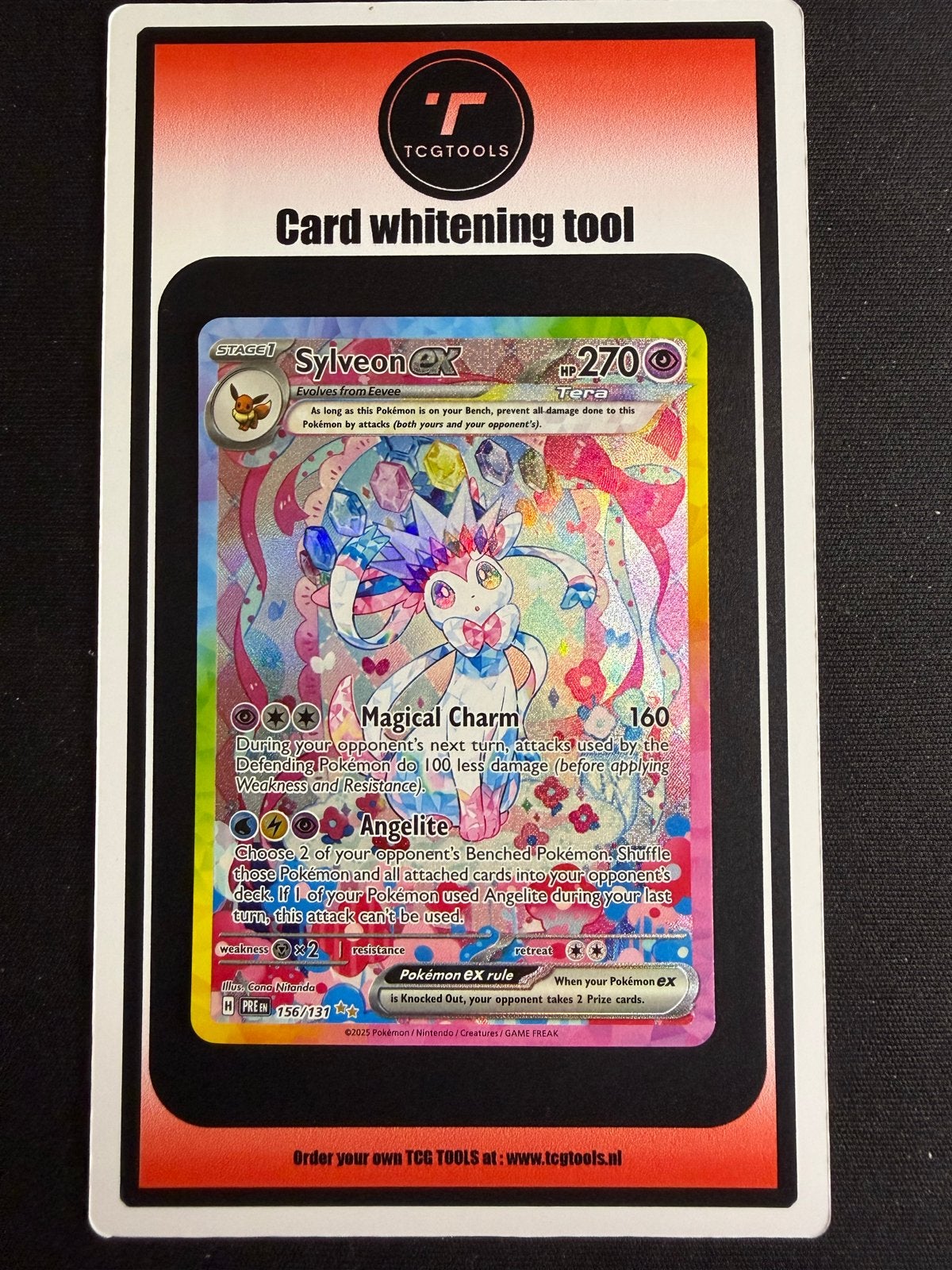 Sylveon ex 156/129 Full Art Pokémon kaart, Ophalen of Verzenden, Zo goed als nieuw, Losse kaart