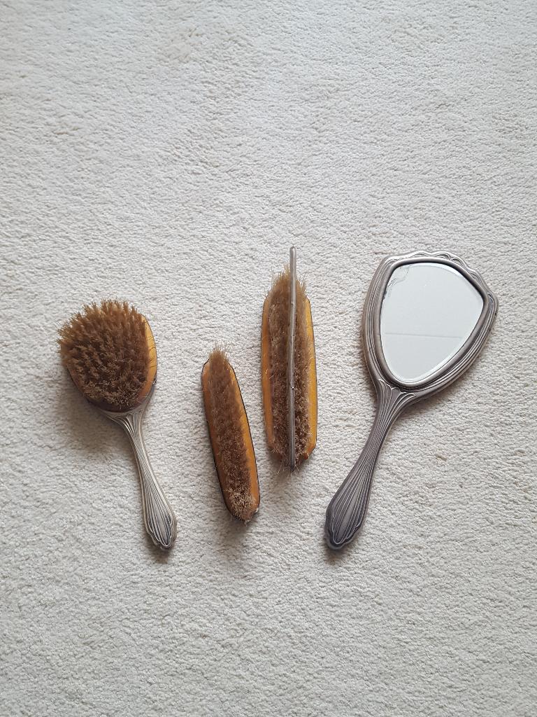 Kaptafel Set – 5-delig – Verzilverd, Antiek en Kunst, Ophalen of Verzenden, Dames