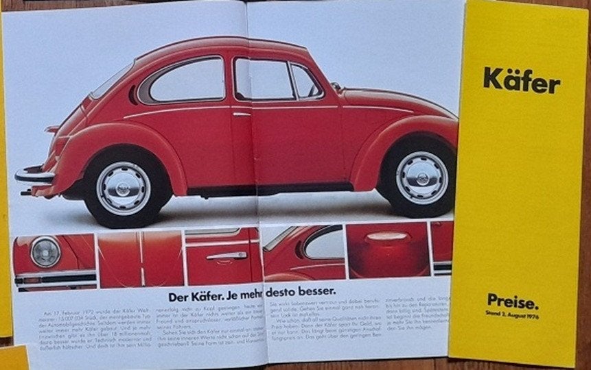 VW 1200 Kever, brochure van 8/1976 + prijslijst, Verzenden, Zo goed als nieuw, Volkswagen