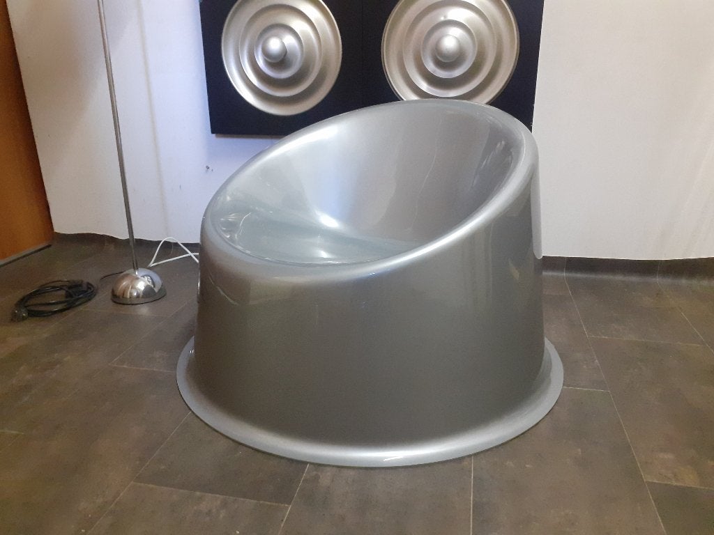 Verner Panton design pantopop kuipstoel zilver retro jaren, Ophalen, Gebruikt, 75 tot 100 cm, ?