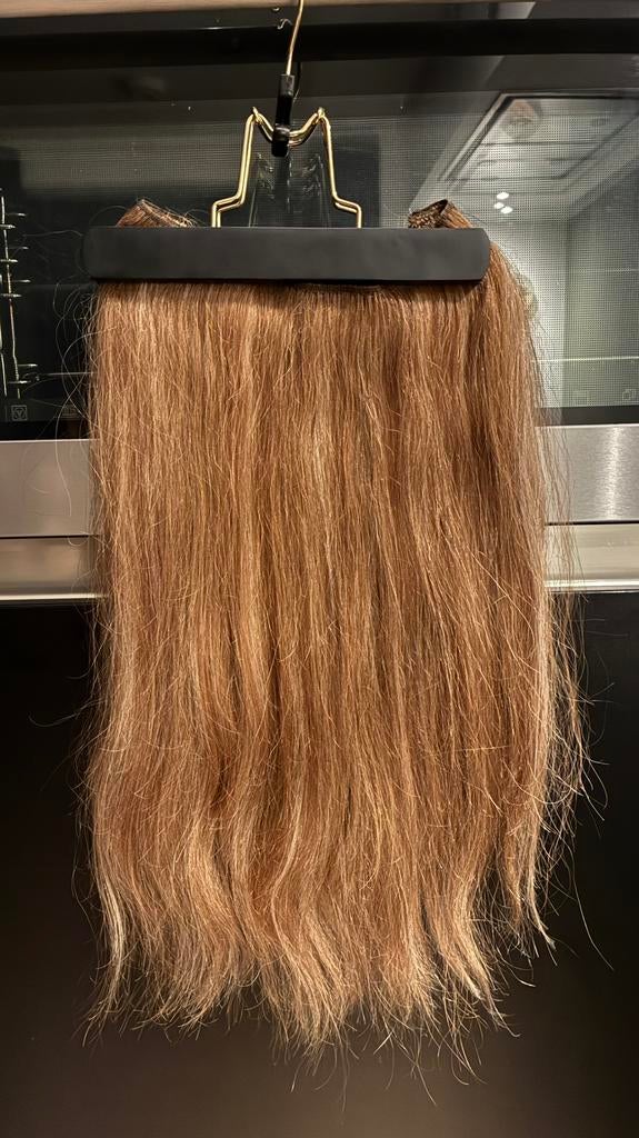Balmain hairdress, 100% human hair, 50 cm, warm blond, Ophalen of Verzenden, Zo goed als nieuw, Pruik of Haarverlenging