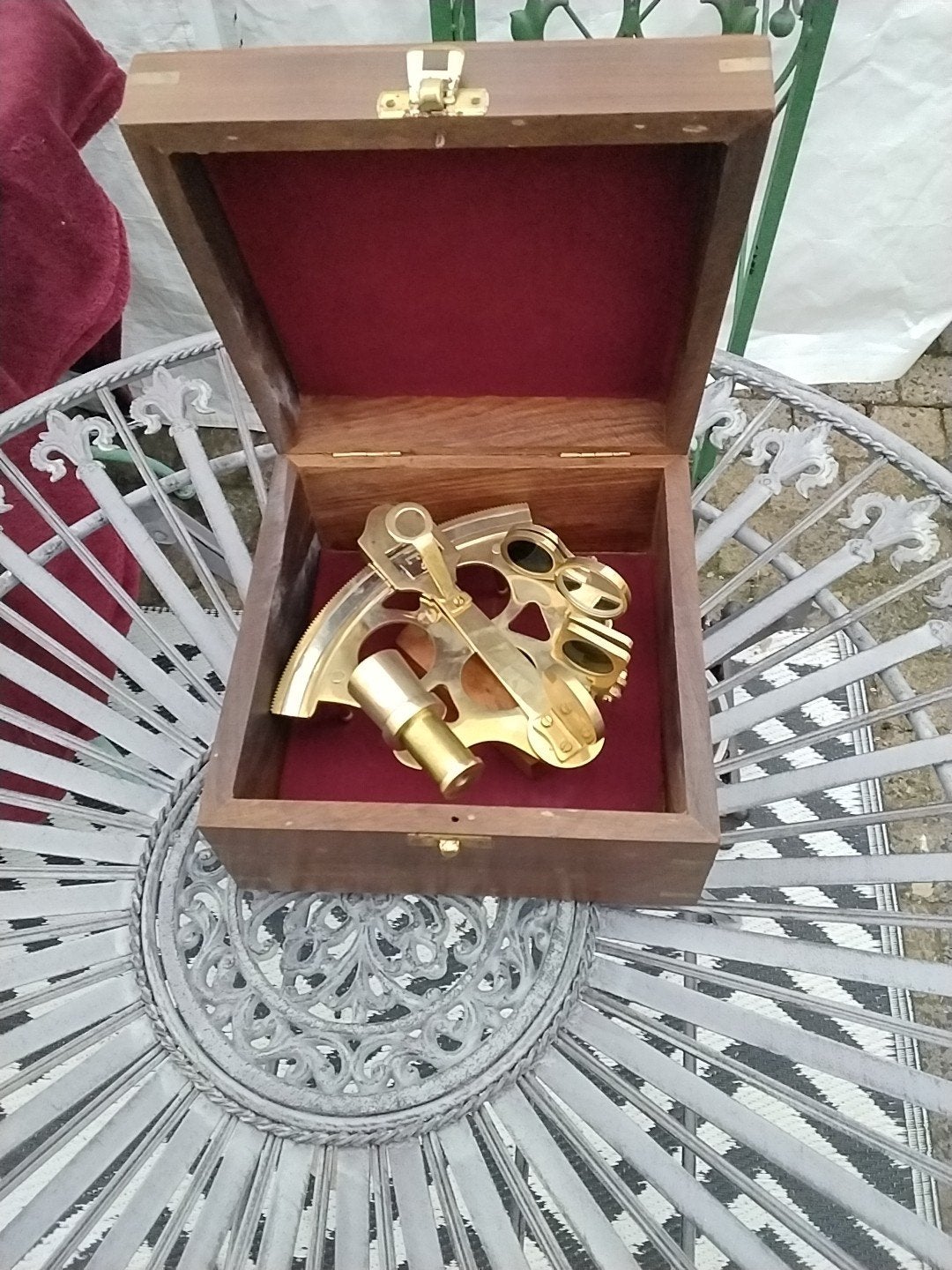 Antieke messing sextant in houten kist, Ophalen of Verzenden