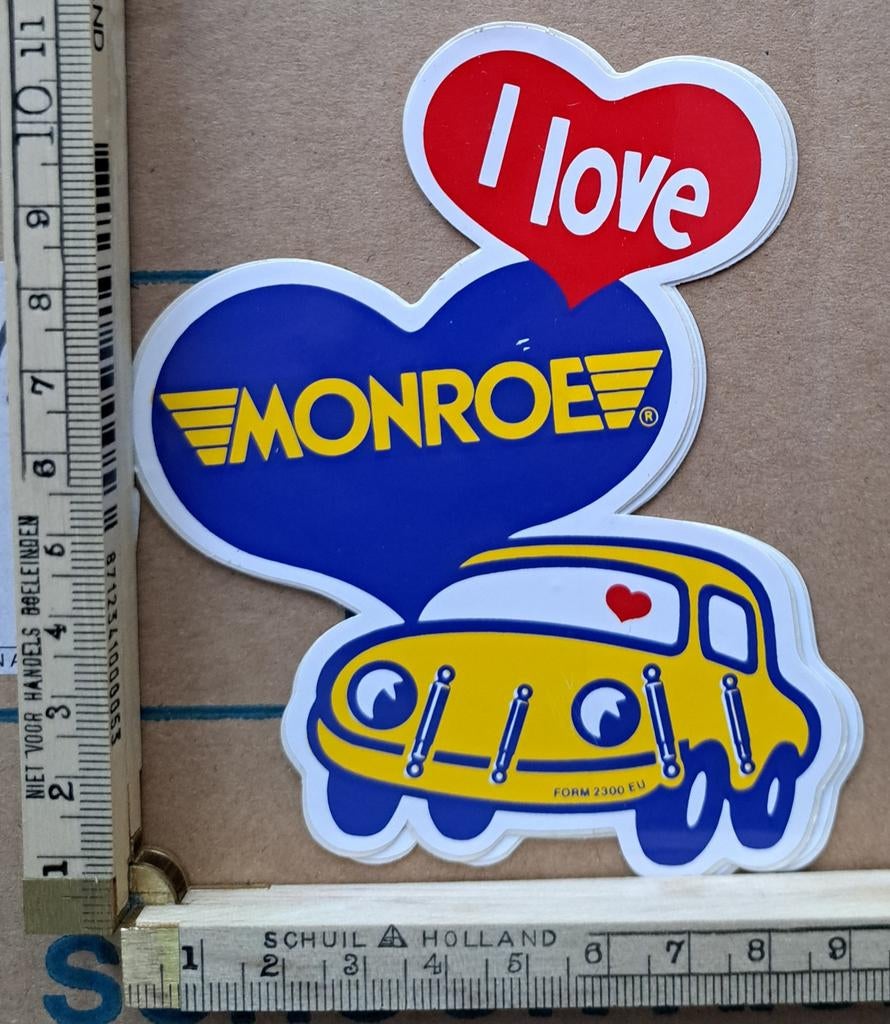 Vintage sticker Auto I love ️ Monroe auto logo garage strip, Ophalen of Verzenden, Zo goed als nieuw