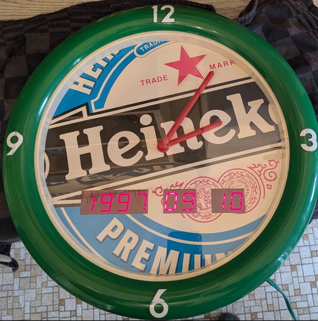 Vintage Heineken Wandklok, Ophalen of Verzenden
