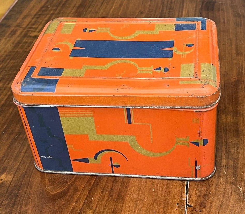 Antieke Art Deco blikken doos, Verzamelen, Blikken, Ophalen of Verzenden, Gebruikt, Overige