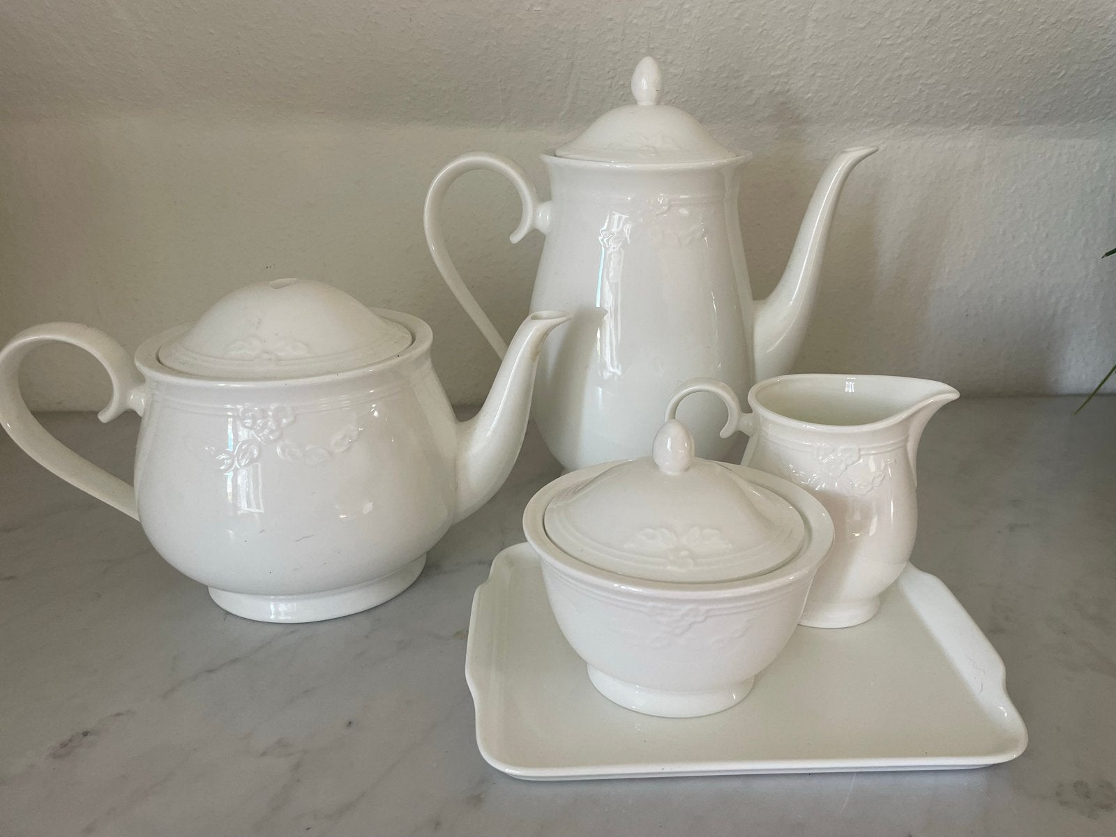 Villeroy & Boch Fiori Weiss theepot, koffiepot, melk & rooms, Gebruikt, Klassiek, Villeroy & Boch, Ophalen of Verzenden
