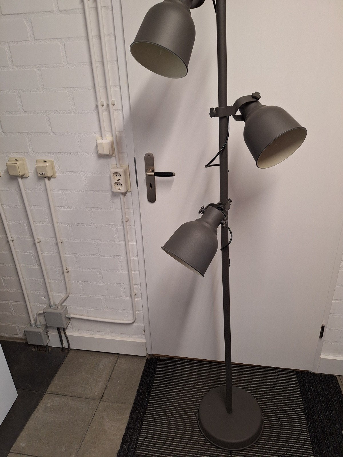Staandelamp industrieel 3 lichten ., Huis en Inrichting, Lampen | Vloerlampen, Ophalen, Zo goed als nieuw, Metaal, 150 tot 200 cm