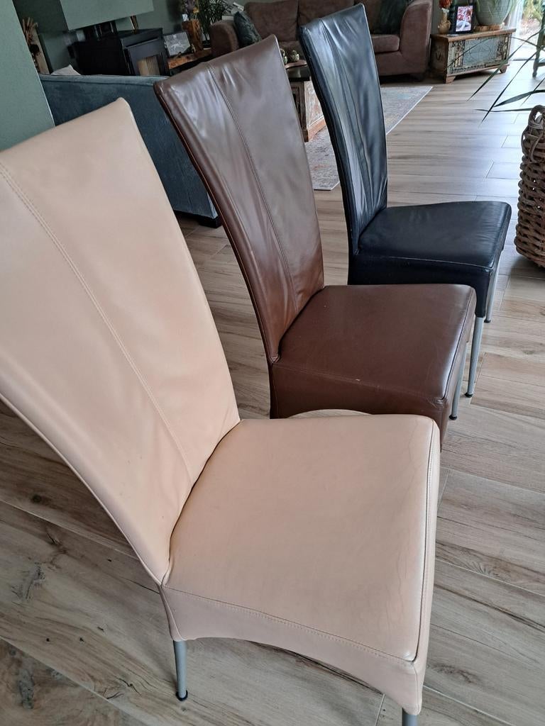 4 leren eetkamerstoelen, Huis en Inrichting, Stoelen, Ophalen
