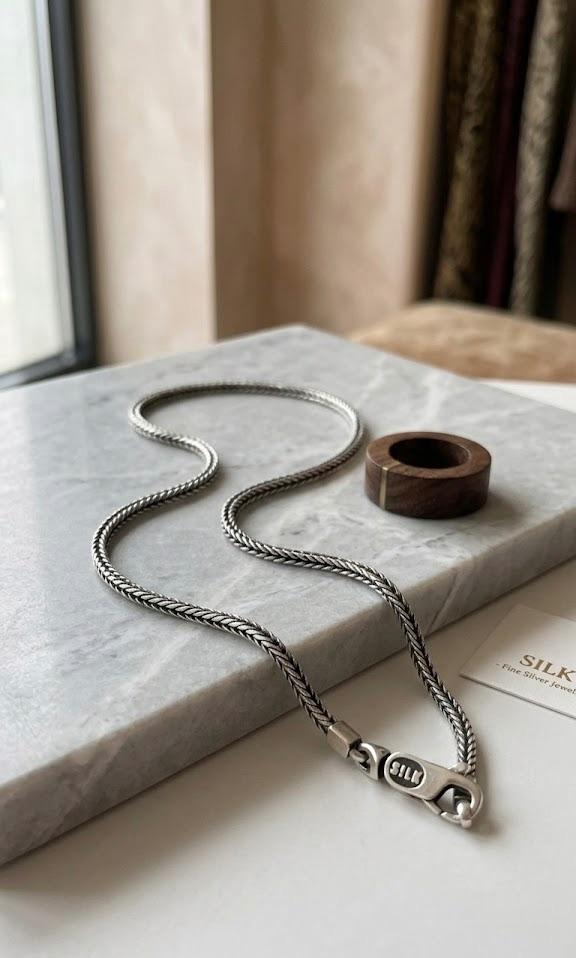 SILK ketting zilver 637, Ophalen of Verzenden, Zo goed als nieuw, Zilver, Zilver