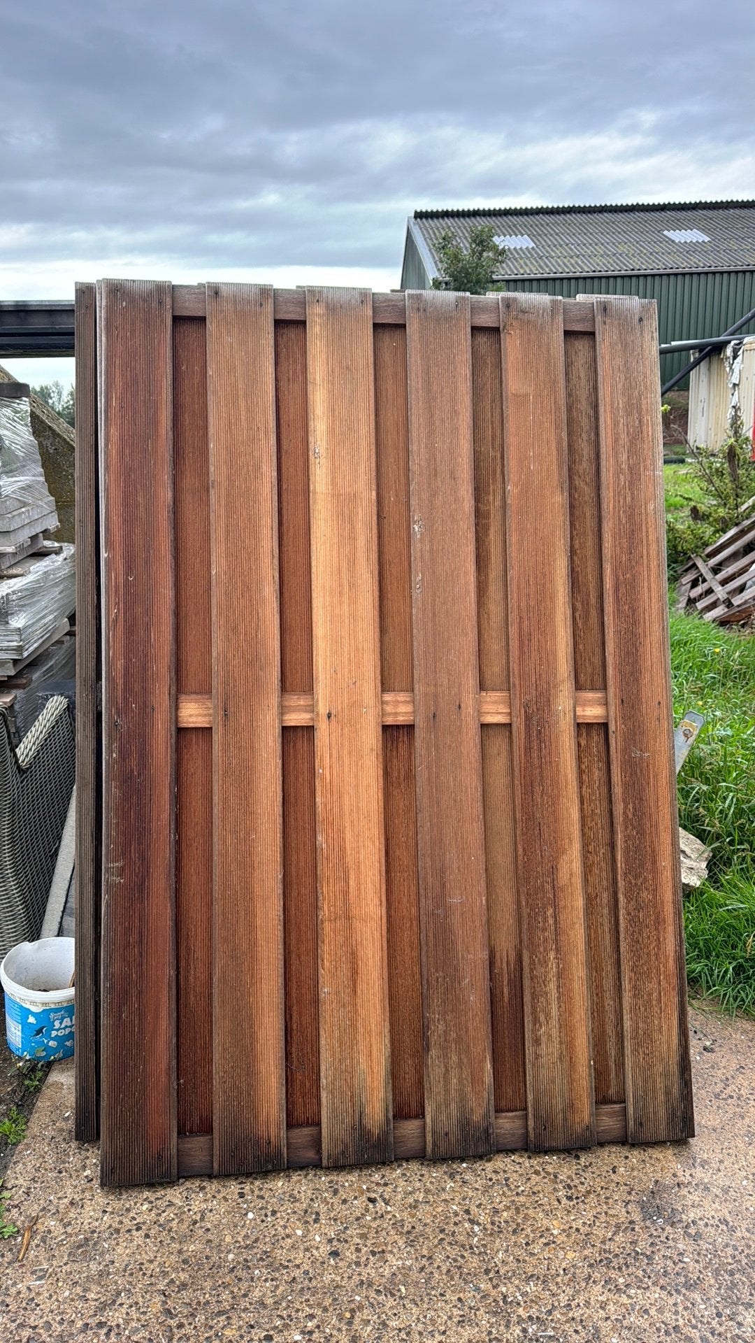 Drie hardhouten schuttingsdelen 1.20 x 1.80, Ophalen, Hout, Minder dan 3 meter, 1 tot 2 meter