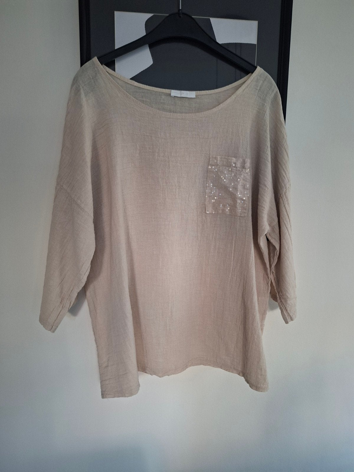 Nieuw blousje maat L met pailletten, Ophalen of Verzenden, Nieuw, Maat 42/44 (L), Beige