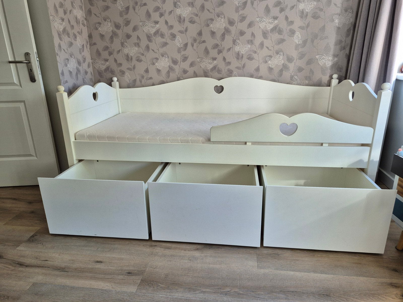 Bed met 3 uitschuifbare lades, lattenbodem, matras etc., Kinderen en Baby's, 85 tot 100 cm, Zo goed als nieuw, 180 cm of meer