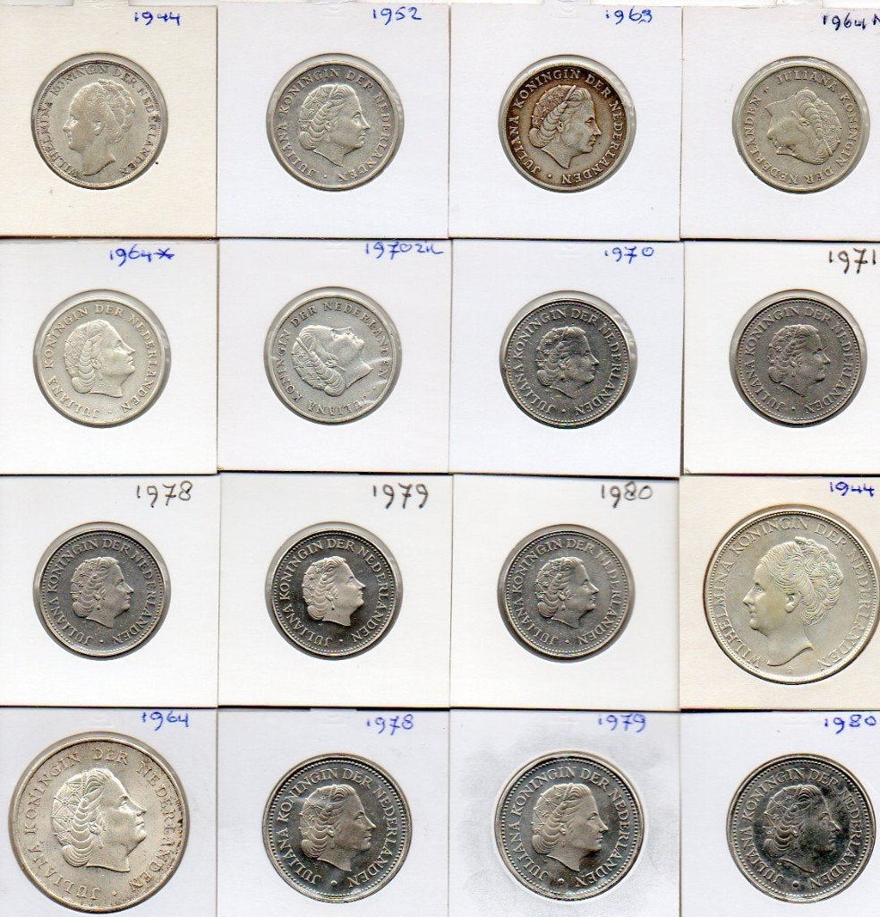 WILHELMINA/JULIANA CURACAO/NED-ANTILLEN, Setje, Zilver, 25 cent, Ophalen of Verzenden