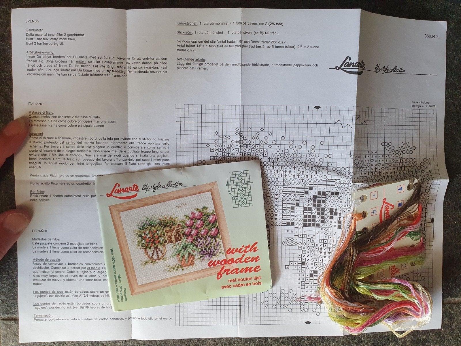 lanarte origineel borduurpatroon + restgaren bloemenkar, Hobby en Vrije tijd, Borduren en Borduurmachines, Verzenden, Nieuw, Patroon