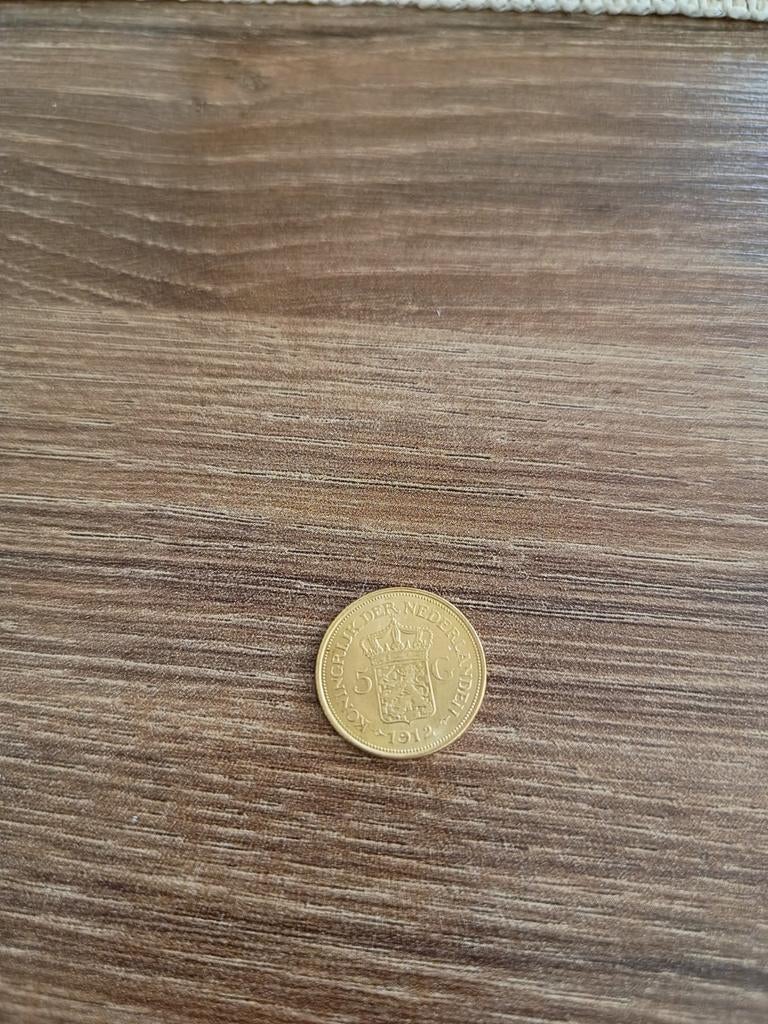 Gouden 5 Gulden Munt Koningin Wilhelmina 1912, Postzegels en Munten, Munten | Nederland, 5 gulden, Koningin Wilhelmina, Losse munt
