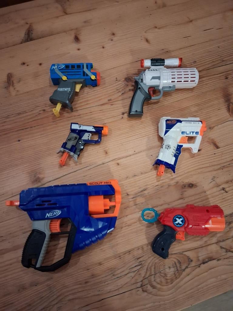 6x Verschillende Nerf Blasters - Fortnite, Elite, X-Shot, Ophalen of Verzenden, Gebruikt, Jongen of Meisje