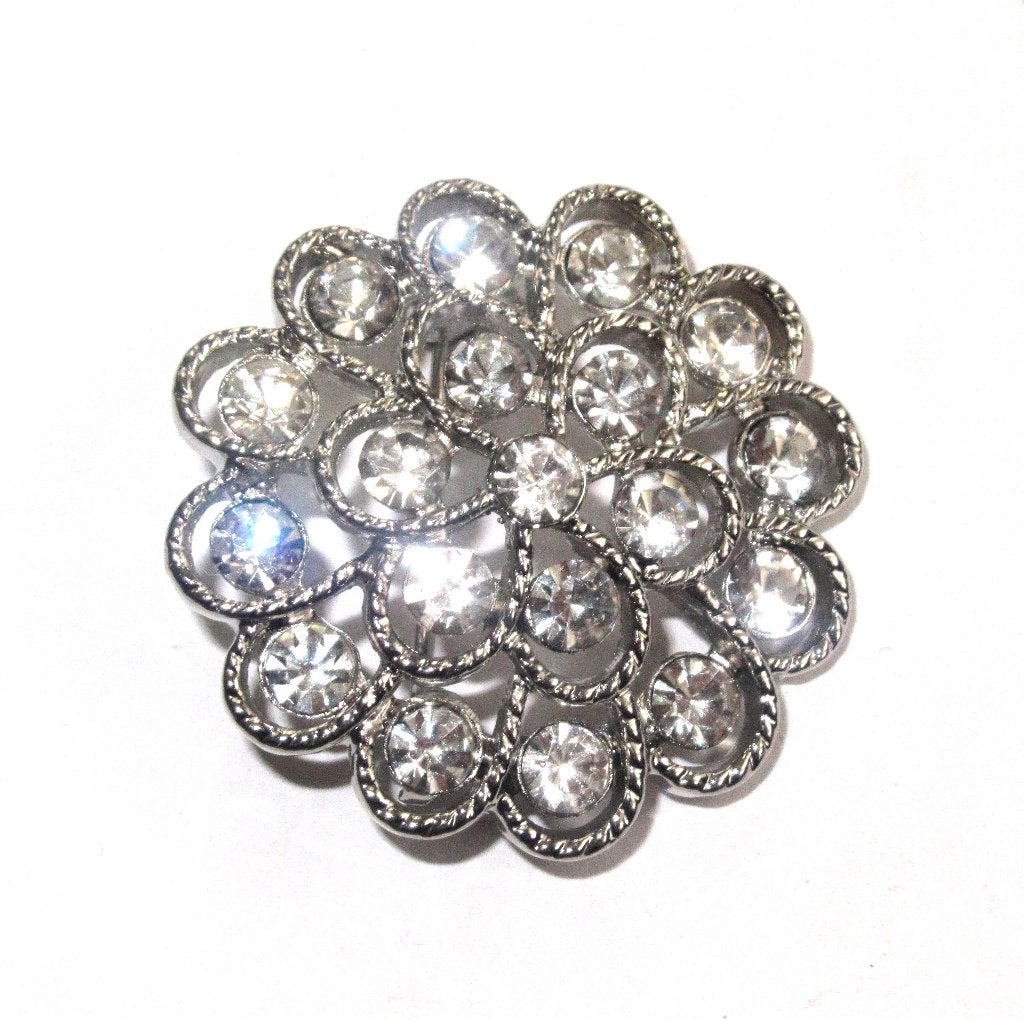 Leuke verzilverde broche met kristallen, Ophalen of Verzenden, Zo goed als nieuw, Zilver, Overige materialen