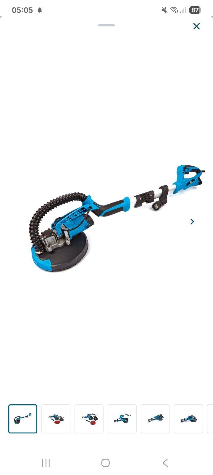 Wandschuurmachine met lange steel - Ideaal voor plafonds, Ophalen of Verzenden, Zo goed als nieuw, 600 tot 1200 watt