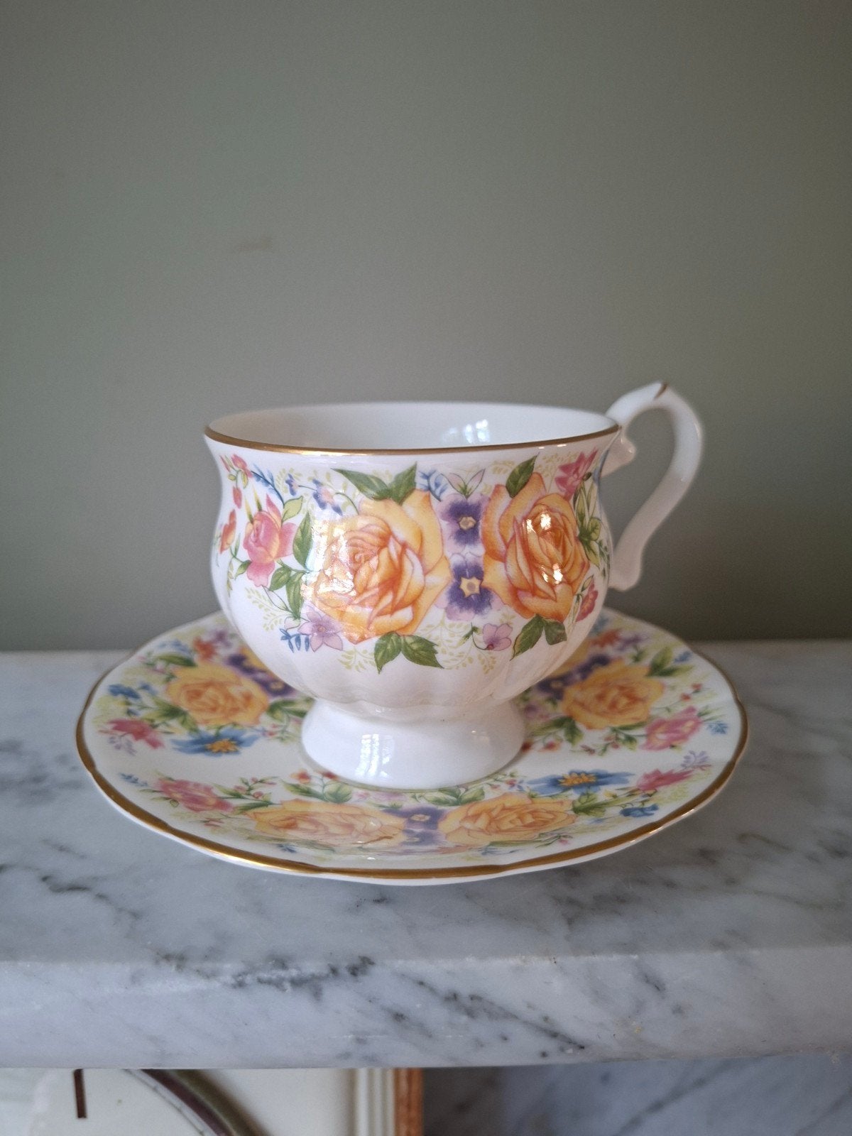 Prachtige Vintage Kop en Schotel - Royal Canterbury 'Leeds', Ophalen of Verzenden