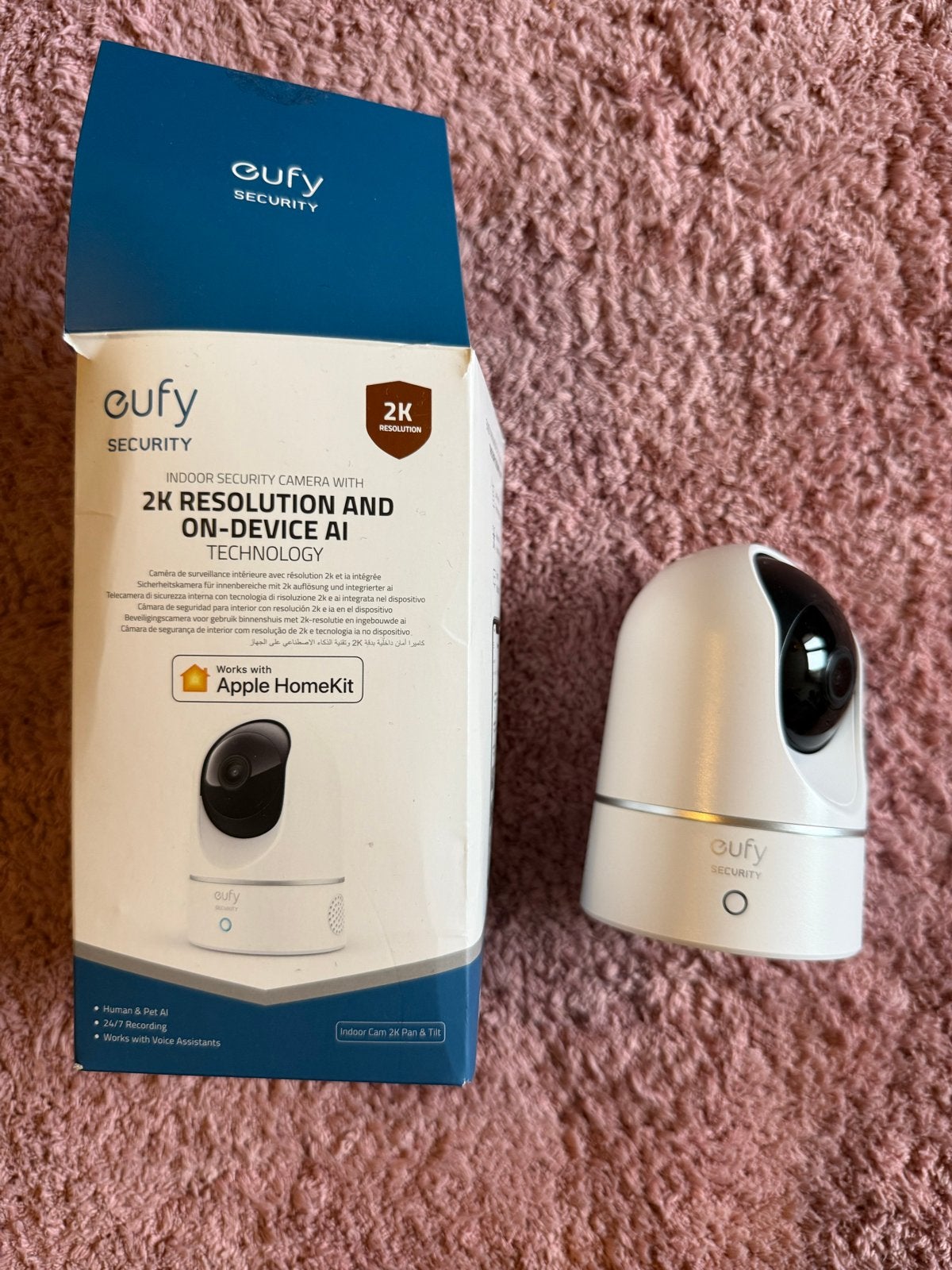 Eufy Security Indoor Cam 2K Pan & Tilt - Binnencamera, Ophalen of Verzenden, Zo goed als nieuw, Binnencamera