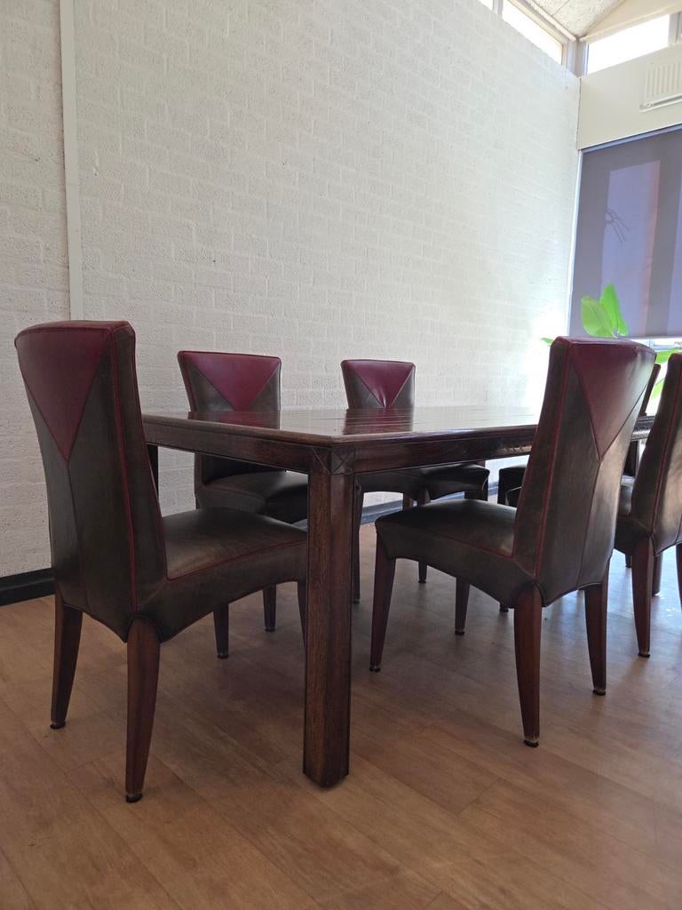 Luxe bruine grote eettafel, 100 tot 150 cm, Ophalen of Verzenden, Zo goed als nieuw, Vijf personen of meer