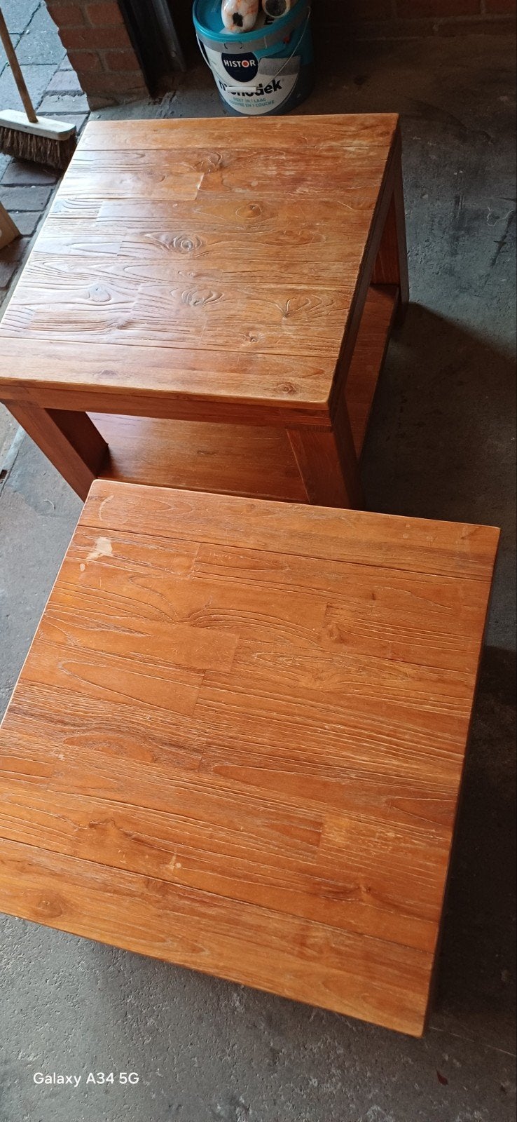 Houten salontafel met opbergruimte, Minder dan 45 cm, Gebruikt, Vierkant, Modern