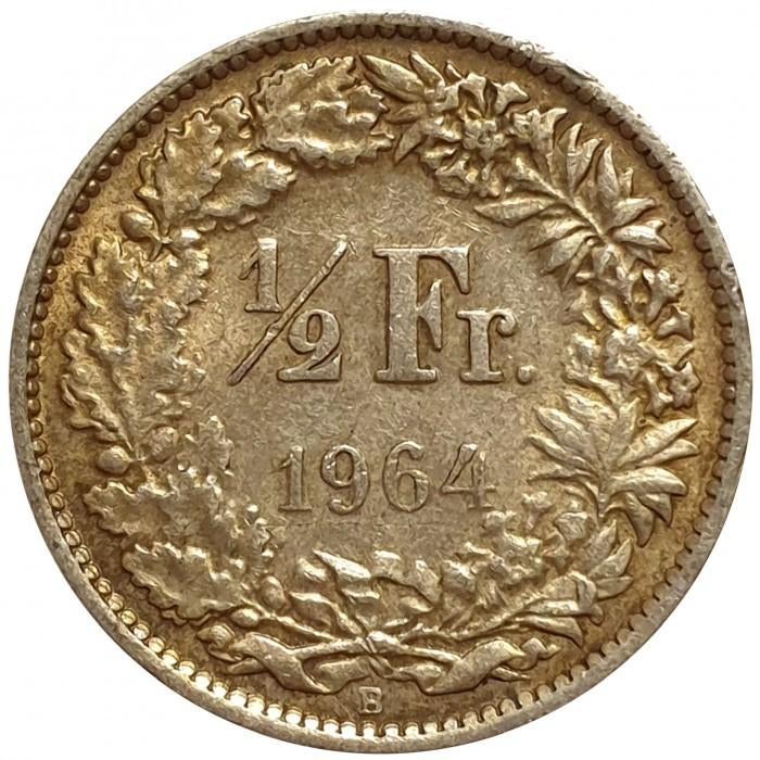 Zwitserse ½ franc, 1964 Zilver, Postzegels en Munten, Munten | Europa | Niet-Euromunten, Ophalen of Verzenden, Overige landen