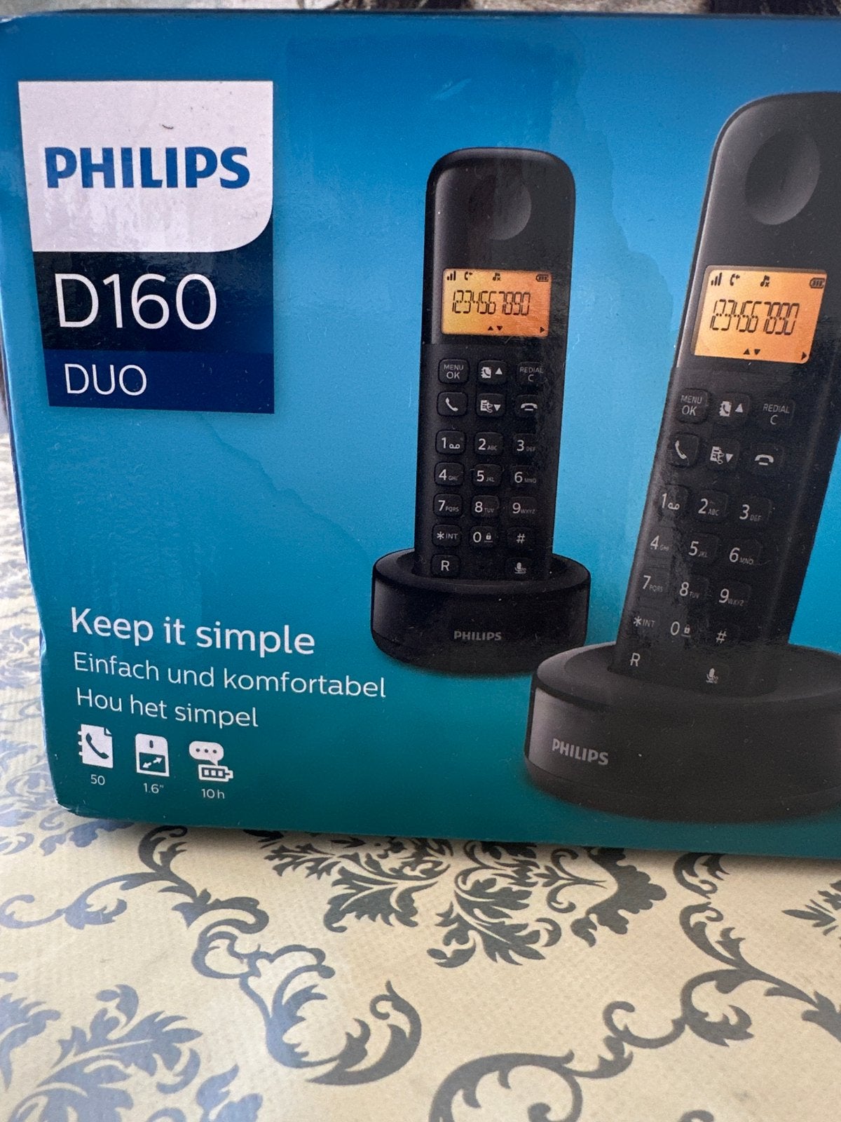 Philips D160 DUO Draadloze Telefoonset - Zo goed als nieuw, Telecommunicatie, Vaste telefoons | Handsets en Draadloos, Ophalen of Verzenden