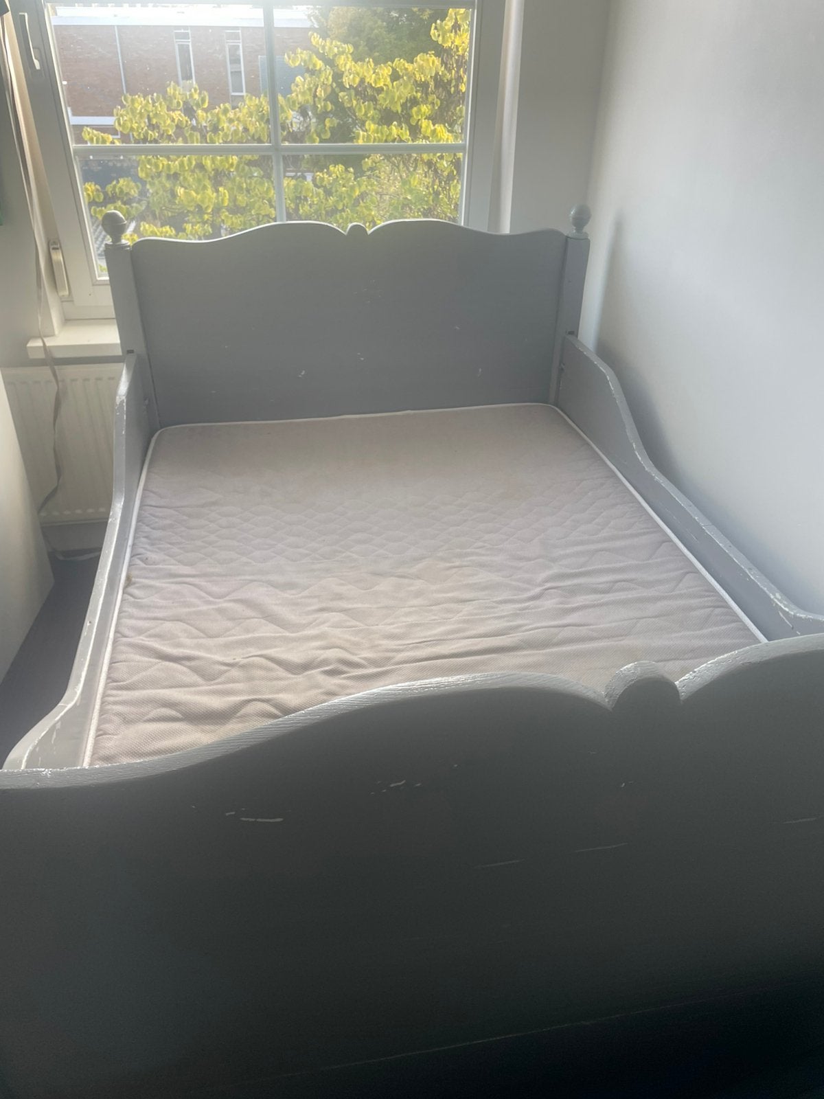 Bed / twijfelaar (zonder matras), Ophalen, Zo goed als nieuw, Twijfelaar, 120 cm