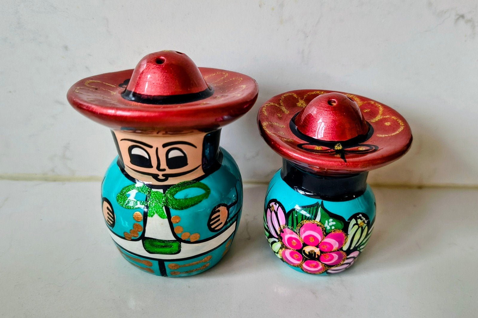 Leuke Mexicaanse peper- en zoutstelletje, Ophalen of Verzenden, Steen/keramiek, Meerkleurig, Overige merken