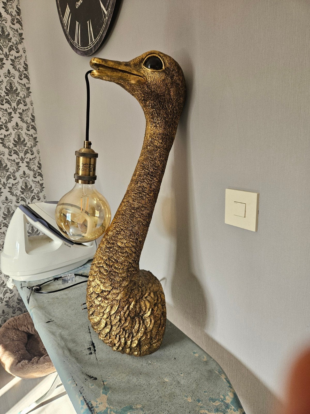 Gouden Struisvogel Lamp - Uniek Design, Ophalen, Overige merken, Kunststof, E27 (groot)