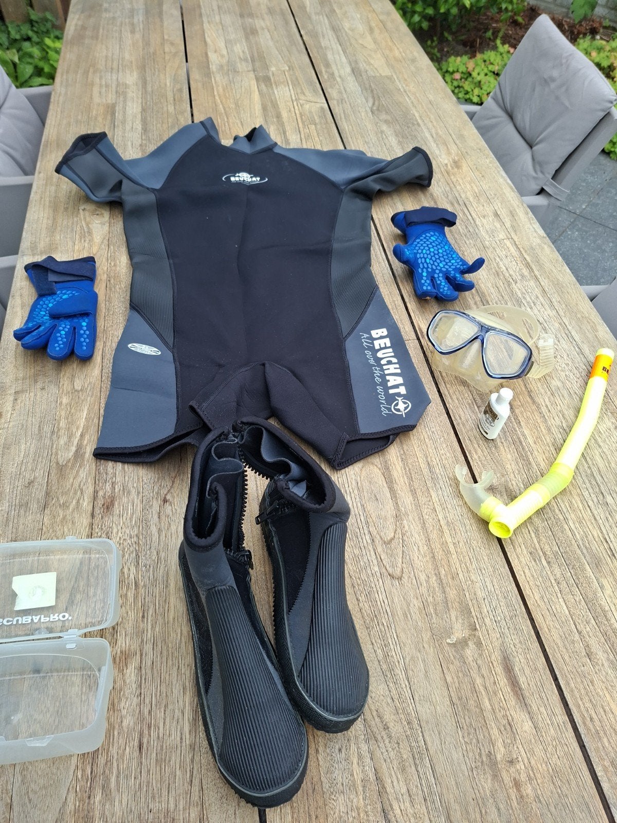 Complete Beuchat snorkel-/duikset maat L/XL – wetsuit, water, Watersport en Boten, Duiken, Ophalen