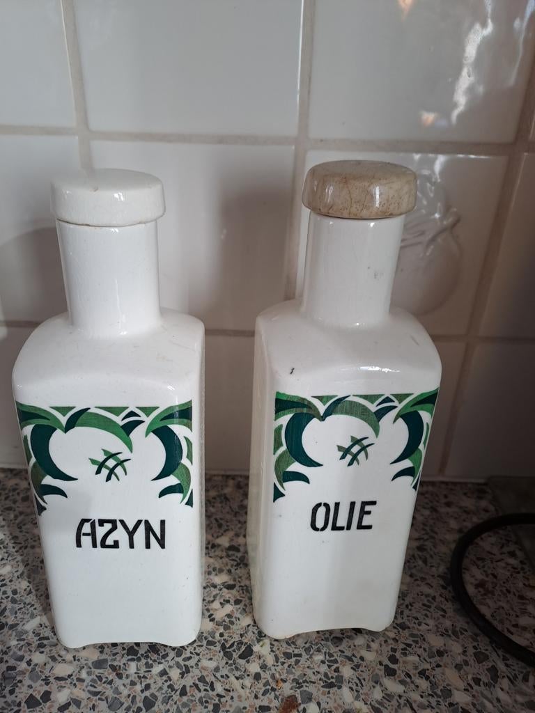 Vintage azijn olie stel  keramiek gemerkt, Ophalen of Verzenden