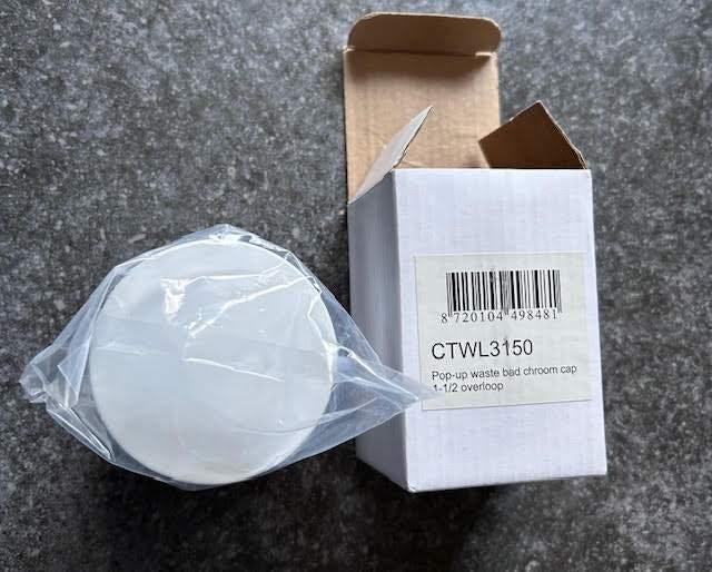 pop up waste bad chroom wit cap 1-1/2 overloop, Ophalen of Verzenden, Nieuw, Chroom, Bad